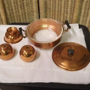 Vintage Copper Craft Guild Copper Buffet Server ONLY the pan and glass bowl